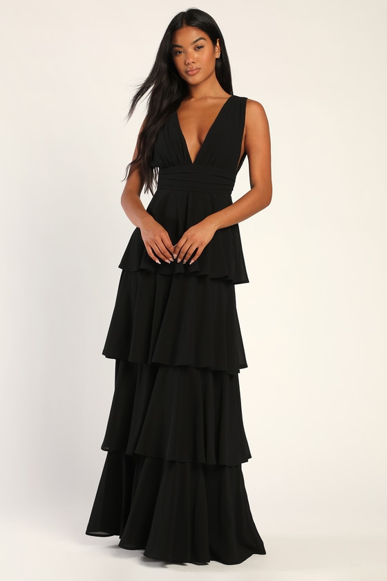 black tiered dress